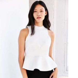 Silence + Noise Zip-Back Peplum Ruffle Blouse Top